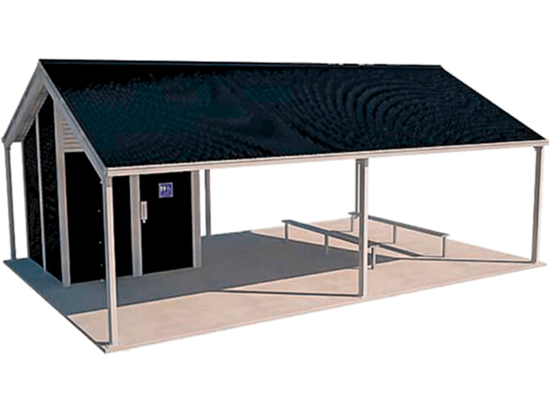 Olympus 1 Shelter Toilet Building with Shale Grey and Night Sky colour scheme