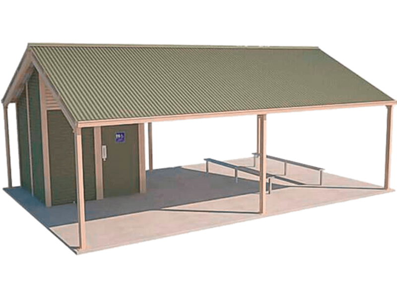 Olympus 1 Shelter Toilet Building  with Paper Bark and Mangrove colour scheme