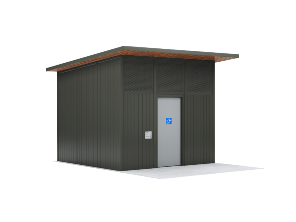 Changing Places 1B in monument with wood-look aluminium overhang