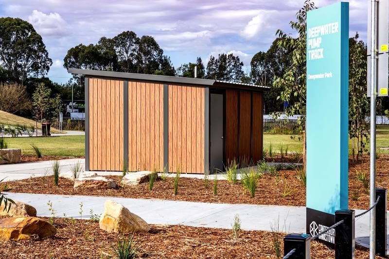 Deepwater Park Pump Track | Flood Resilient Custom Public Toilet Building | Modus Australia